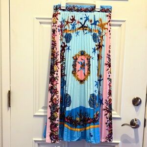 🧜‍♀️ Baroque Mermaid Pleated Maxi Skirt Sz L Starfish Underwater Mermaid Dream